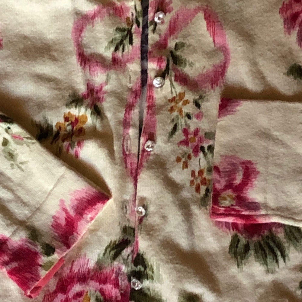 Charlotte Tarantola Floral Button Sweater Top SZ L - Picture 3 of 5